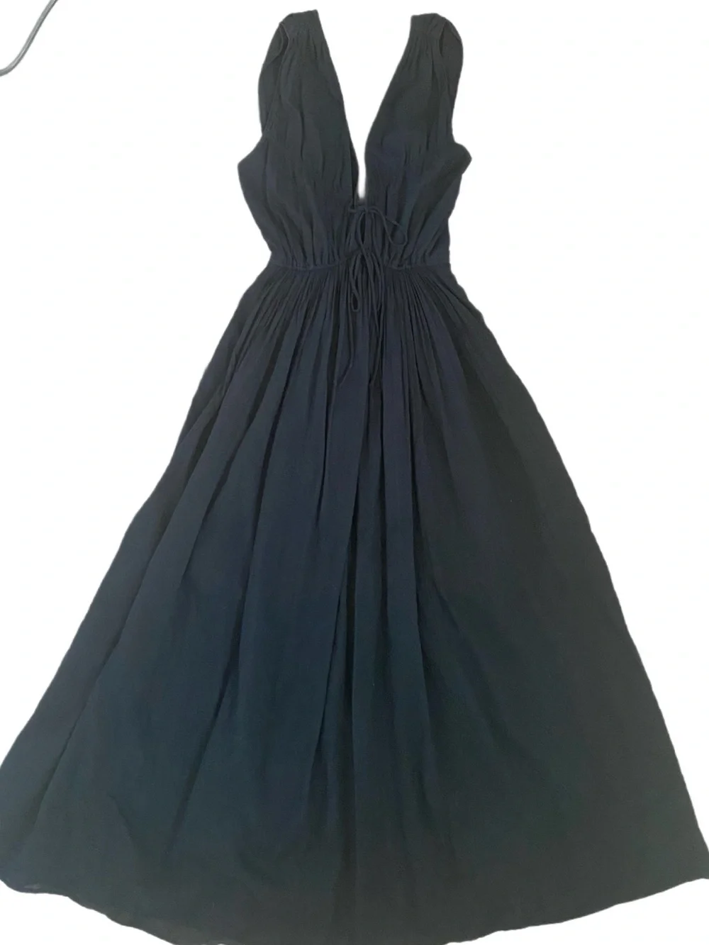 Abercrombie & Fitch Black Linen Ruched Sleeveless Maxi Dress Size XS